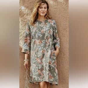 J. Jill Love Linen Carraway Fresh Bloom Print Sz M